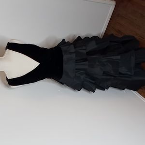 Tadashi Formal Evening Event Gown Fitted Velvet Bodice With Tiered Ruffle Size S